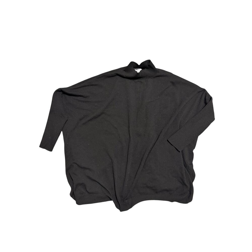 Mud Pie Black Oversized Mock Neck Poncho Sweater – One Size